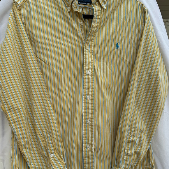 Ralph Lauren Yellow and Blue (aqua) Striped Button Down Shirt Size‎ M - Picture 5 of 5